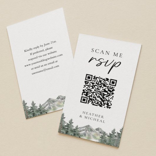 Mountain 結婚's Scan Me RSVP エンクロージャーカード