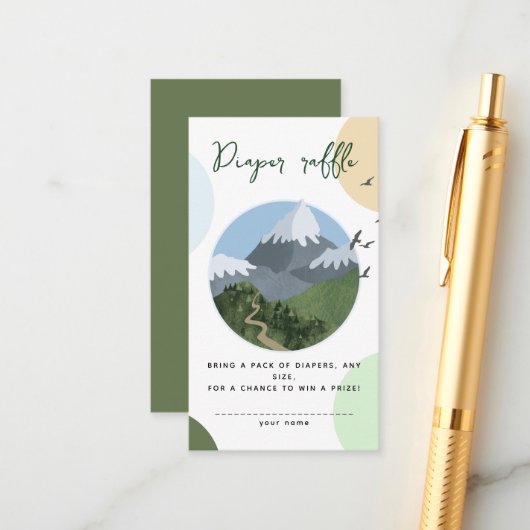 Mountain Adventure Baby Shower Diaper Raffle エンクロージャーカード (正面/裏面インサイチュ)