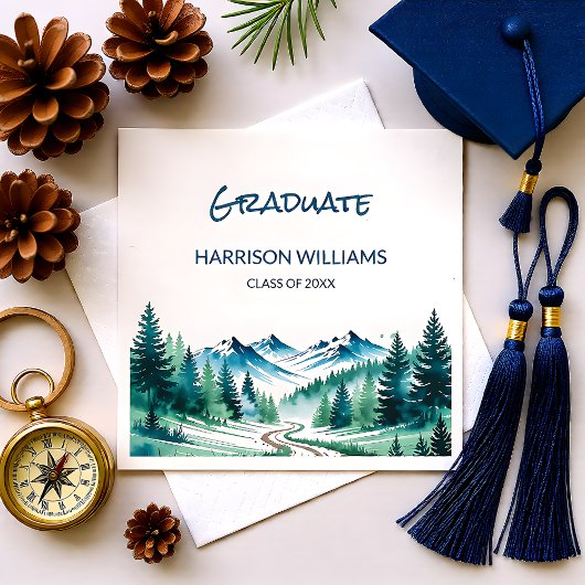 Mountain Adventure Grad Party Decor スタンダードカクテルナプキン