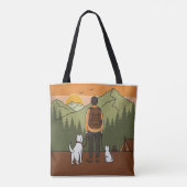 Mountain Adventure Hiking Tote Bag with Dog & Cat トートバッグ (裏面)