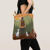 Mountain Adventure Hiking Tote Bag with Dog & Cat トートバッグ (クローズアップ)