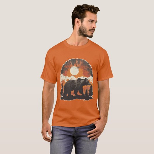 Mountain Bear Sunset girl Tシャツ (正面フル)