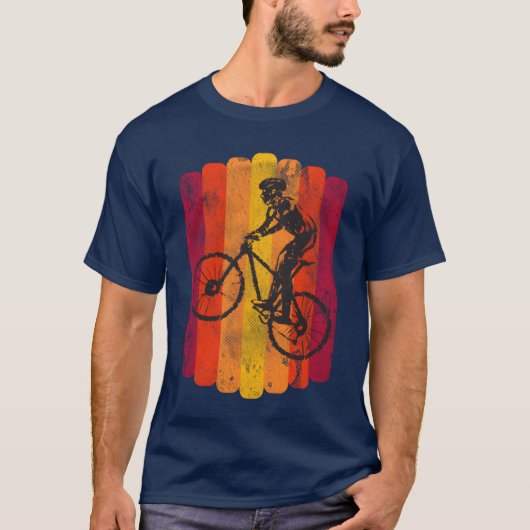 Mountain Bike 90s MTB Retro Sunset Fat Bike Tシャツ (正面)
