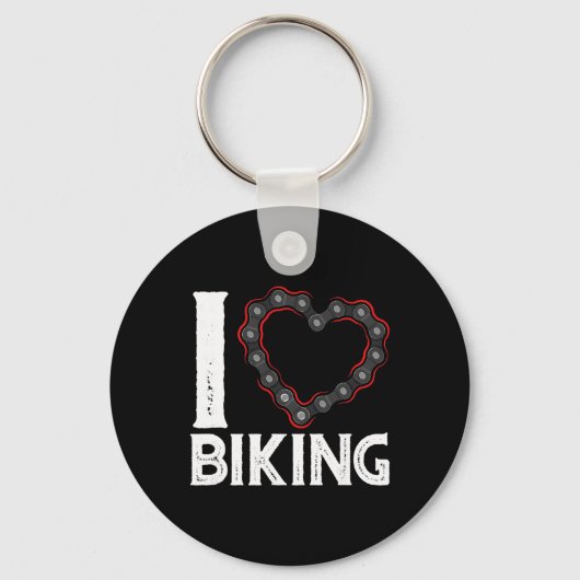 Mountain Bike Cycling Bicycle I Love Biking  キーホルダー (正面)