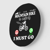 Mountain Bike is Calling Funny Telephone for Mount ラージ壁時計 (傾斜)