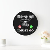 Mountain Bike is Calling Funny Telephone for Mount ラージ壁時計 (ホーム)