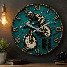 Mountain Bike MTB Rider Mountain Biker Gift ラージ壁時計