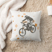 Mountain bike Rider Jump Pillow orange Design クッション (ブランケット)