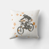Mountain bike Rider Jump Pillow orange Design クッション (裏面)