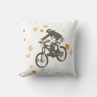 Mountain bike Rider Jump Pillow orange Design クッション