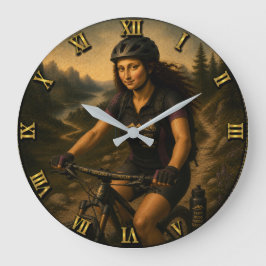 Mountain Biker Funny Mona Lisa ラージ壁時計