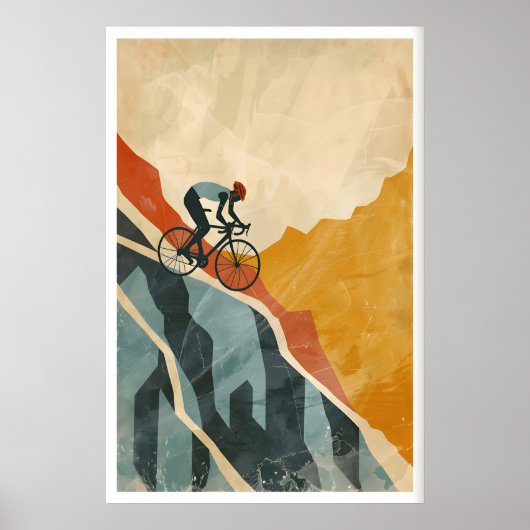 Mountain Biking Art Print, Vintage Style, Bold ポスター (正面)