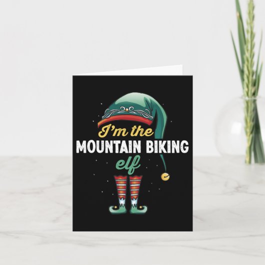 Mountain biking Elf Family Matching Christmas Gift カード (正面)