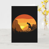 Mountain Biking Retro Sunset Trail Rider  カード (黄色い花)