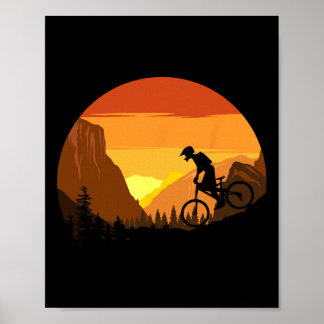 Mountain Biking Retro Sunset Trail Rider  ポスター