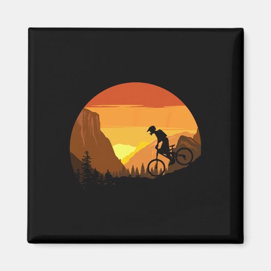 Mountain Biking Retro Sunset Trail Rider  マグネット (正面)