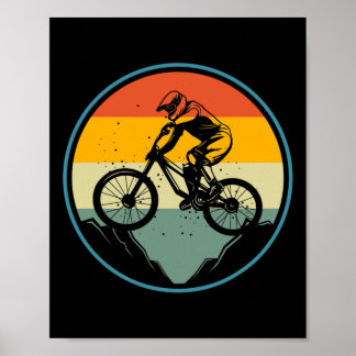 Mountain Biking Retro Vintage Landscape Mtb Rider  ポスター