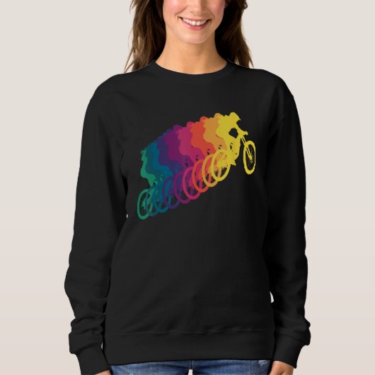 Mountain Biking Women Rainbow MTB スウェットシャツ (正面)
