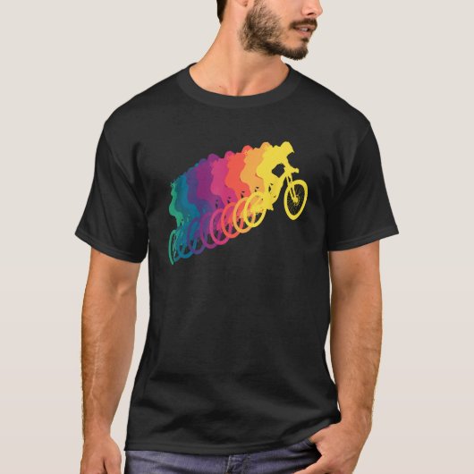 Mountain Biking Women Rainbow MTB Tシャツ (正面)