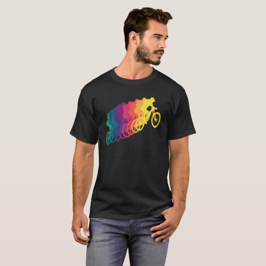Mountain Biking Women Rainbow MTB Tシャツ (正面フル)