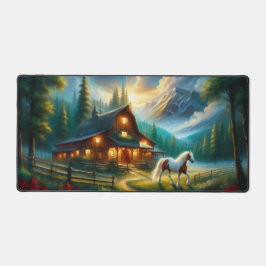 Mountain Cabin Desk Mat with Horse デスクマット