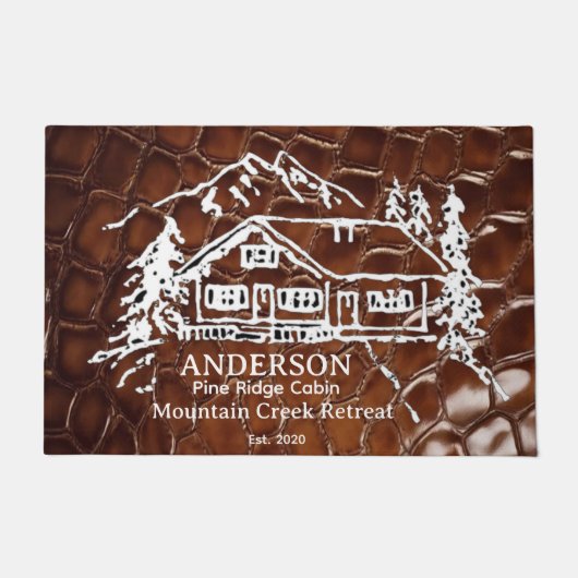 Mountain Cabin Faux Crocodile Leather Doormat ドアマット (正面)