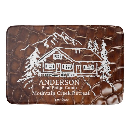 Mountain Cabin Faux Crocodile Leather Doormat バスマット (正面)