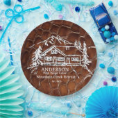Mountain Cabin Faux Crocodile Leather Doormat ペーパープレート (パーティー)
