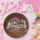 Mountain Cabin Faux Crocodile Leather Doormat ペーパープレート (パーティー)