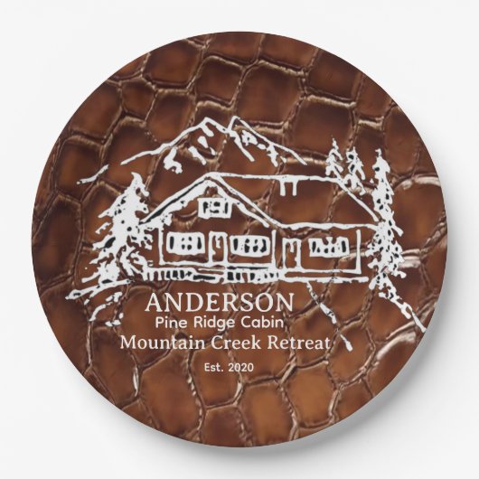 Mountain Cabin Faux Crocodile Leather Doormat ペーパープレート (正面)