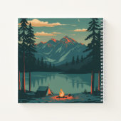 Mountain Campfire Lake Notebook with Evening Fores ノートブック (裏面)