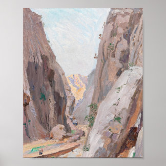 Mountain Canyon Neutral Abstract Art Print ポスター