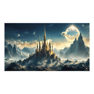 Mountain Castle Landscape Print フォトプリント