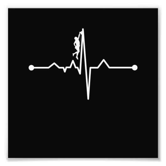 Mountain Climber Heartbeat Rock Climbing Lover Gra フォトプリント (正面)