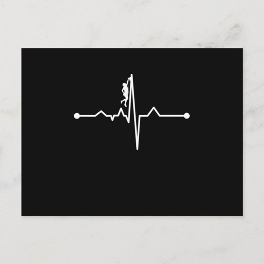 Mountain Climber Heartbeat Rock Climbing Lover Gra 案内ポストカード (正面)
