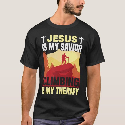 Mountain Climbing Rock Climb Jesus Climber Tシャツ (正面)