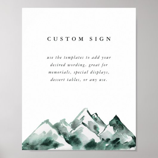 Mountain Custom Wedding Sign Template ポスター (正面)