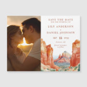 Mountain Desert Photo Wedding Save The Date マグネット招待状 (正面)