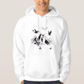 Mountain & eagle design on a clean white hoodie パーカ (正面)