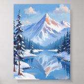 Mountain Escape | Winter Snow Watercolor Nature ポスター (正面)