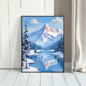 Mountain Escape | Winter Snow Watercolor Nature ポスター