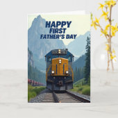 Mountain First Fathers Day Train Card カード (黄色い花)