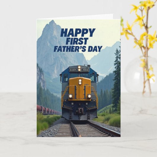 Mountain First Fathers Day Train Card カード (黄色い花)