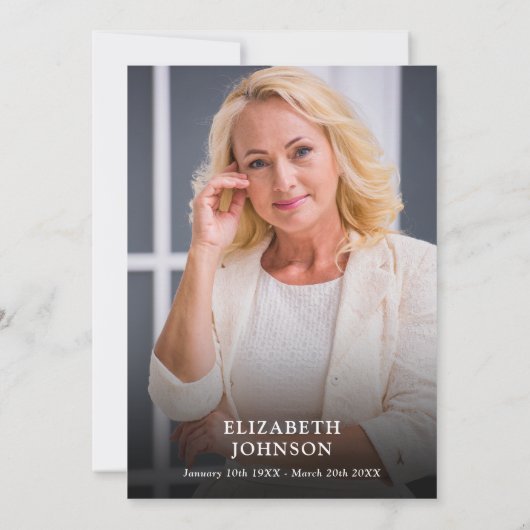 Mountain Floral Celebration Of Life Photo Funeral 招待状 (裏面)