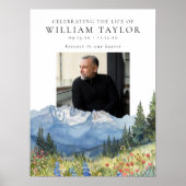 Mountain Floral Celebration Of Life Welcome Sign ポスター (正面)