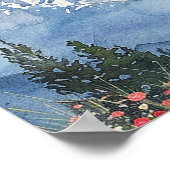 Mountain Floral Dusty Blue Wedding Seating Chart ポスター (角)