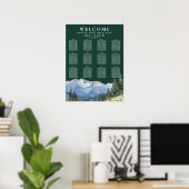 Mountain Floral Emerald Wedding Seating Chart ポスター (ホームオフィス)