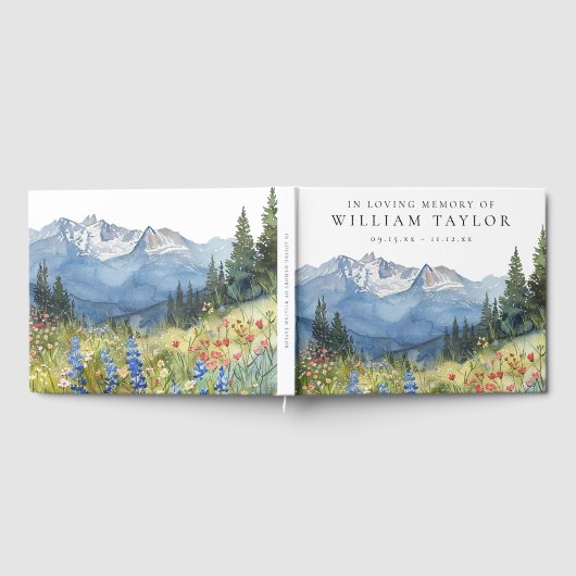 Mountain Floral In Loving Memory Funeral ゲストブック (全面)