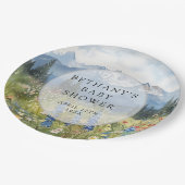 Mountain Floral Meadow Baby Shower ペーパープレート (アングル)