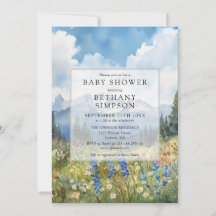 Mountain Floral Meadow Photo QR Code Baby Shower